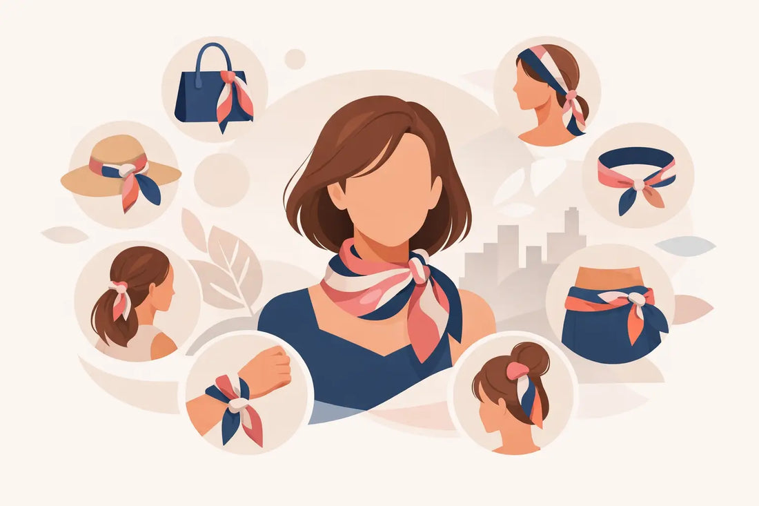 8 Ideen, ein Seidenfoulard im Alltag zu tragen