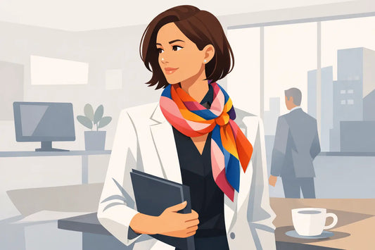 Farbiges Foulard im Bürolook stilvoll tragen
