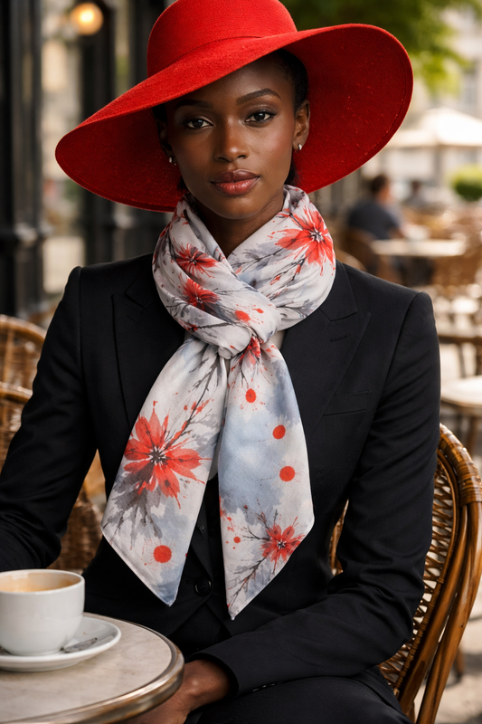 Foulard Sumi Rot auf Blau