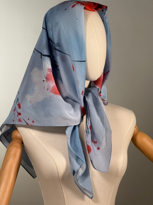 Foulard Sumi Rot auf Blau