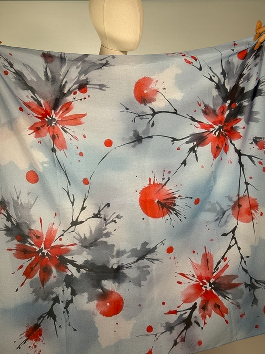 Foulard Sumi Rot auf Blau
